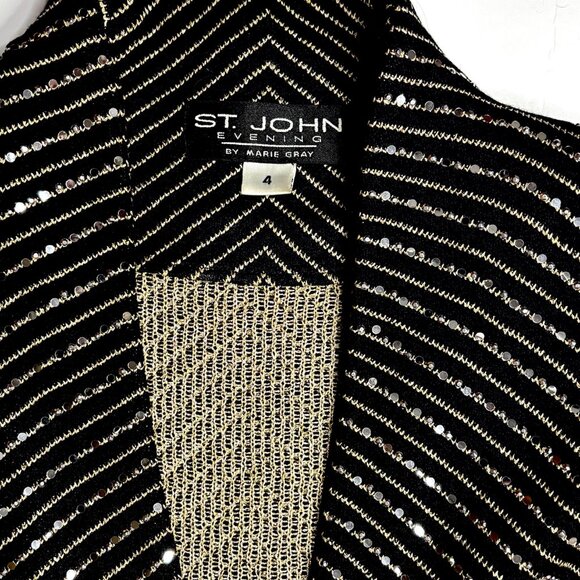 St. John Evening by Marie Gray Skirt Suit – Black w/Gold & Crystal Embembellish - Picture 8 of 8
